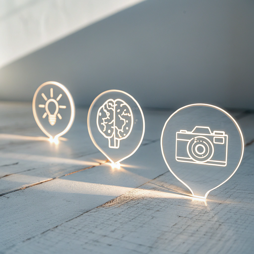 ein minimalistisches bild mit einem klaren, hellen hintergrund, auf dem ein stilisierter pfad aus lichtpunkten von links unten nach rechts oben führt, symbolisch für den weg der gesellschaftlichen transformation, begleitet von dezenten icons für menschen, ideen und nachhaltigkeit.
